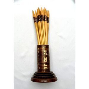 Khmer Chopsticks, Woven Stems and Holder, New (yet Vintage), 10 sets